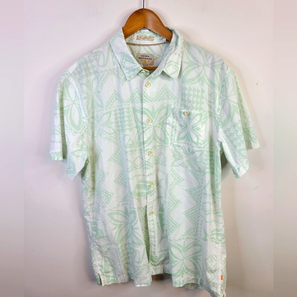 Quiksilver - Waterman Floral Short Sleeve Button Down Shirt - SIZE XL - Green